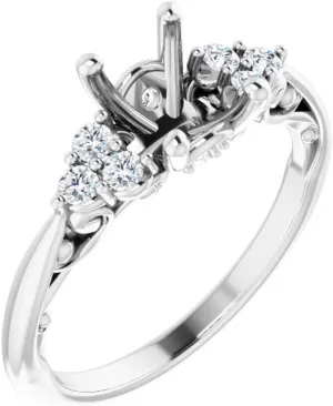 Platinum 8x6mm Oval Shape Diamond Semi-Mount Bridal Wedding Engagement Anniversary Band Ring Fine Jewelry For Women Gifts For Her (Mounting Only, Not All Stones Included, 1/5 cttw), Size 7