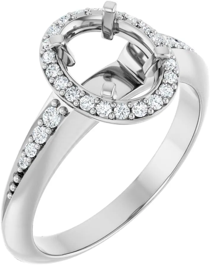 Platinum 8x6mm Oval Shape Diamond Semi-Mount Bridal Wedding Engagement Anniversary Band Ring Fine Jewelry For Women Gifts For Her (Mounting Only, Not All Stones Included, 1/6 cttw), Size 7