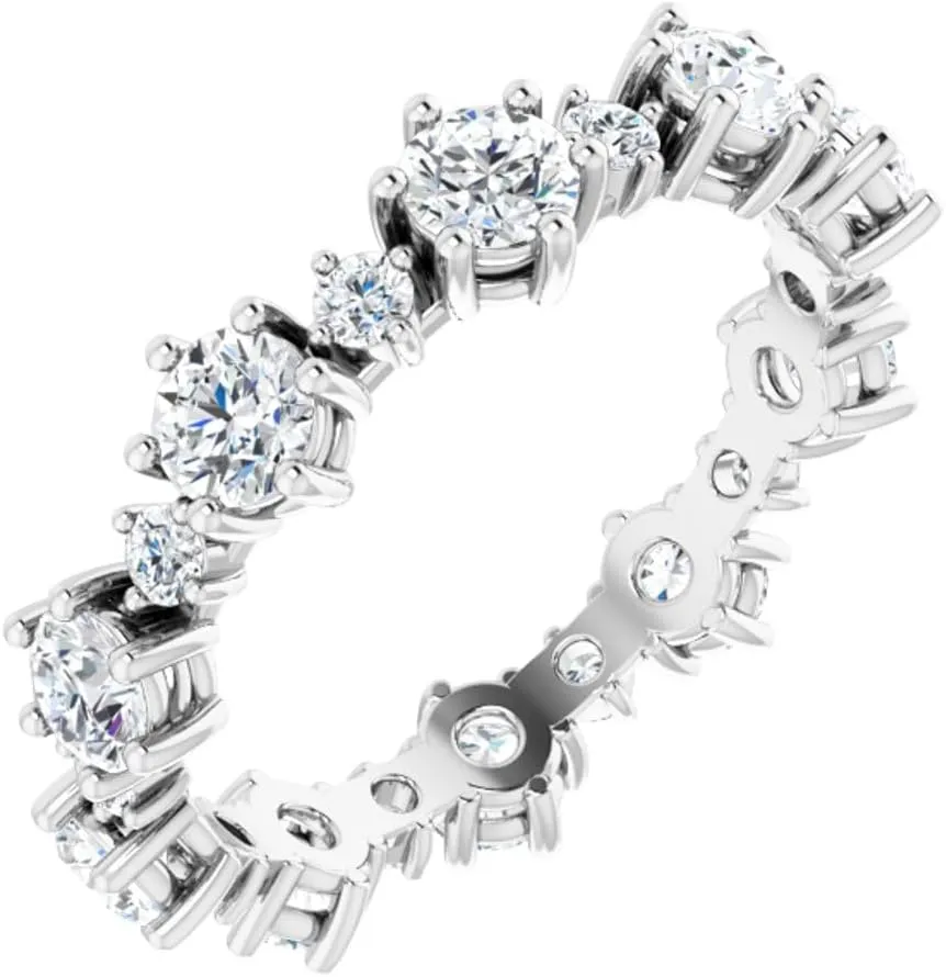 Platinum Diamond Bridal Wedding Engagement Anniversary Eternity Band Ring Fine Jewelry For Women Gifts For Her (2 cttw), Size 7.5