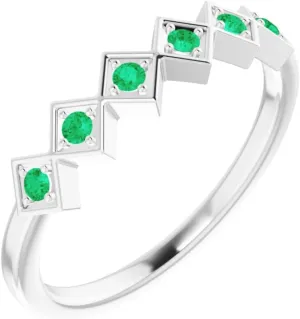 Platinum Emerald Stackable Fashion Ring Fine Jewelry For Women Gifts For Her, Size 7