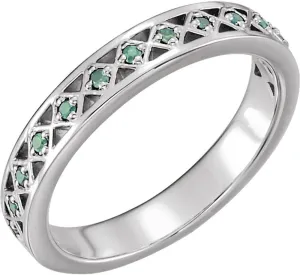 Platinum Emerald Stackable Fashion Ring Fine Jewelry For Women Gifts For Her, Size 7