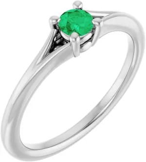 Platinum Lab-Grown Emerald Small Solitaire Fashion Ring Fine Jewelry For Women Gifts For Her, Size 3