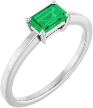 Platinum Lab-Grown Emerald Solitaire Fashion Ring Fine Jewelry For Women Gifts For Her, Size 7