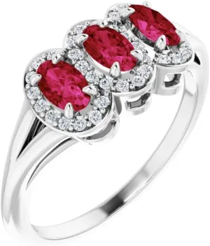 Platinum Lab-Grown Ruby and 1/6 cttw Diamond Fashion Ring Fine Jewelry For Women Gifts For Her, Size 7