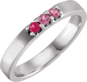 Platinum Pink Multi-Gemstone Midi Stackable Fashion Ring Fine Jewelry For Women Gifts For Her, Size 4