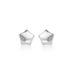 Polished Little Star Silver Stud Earrings for Women