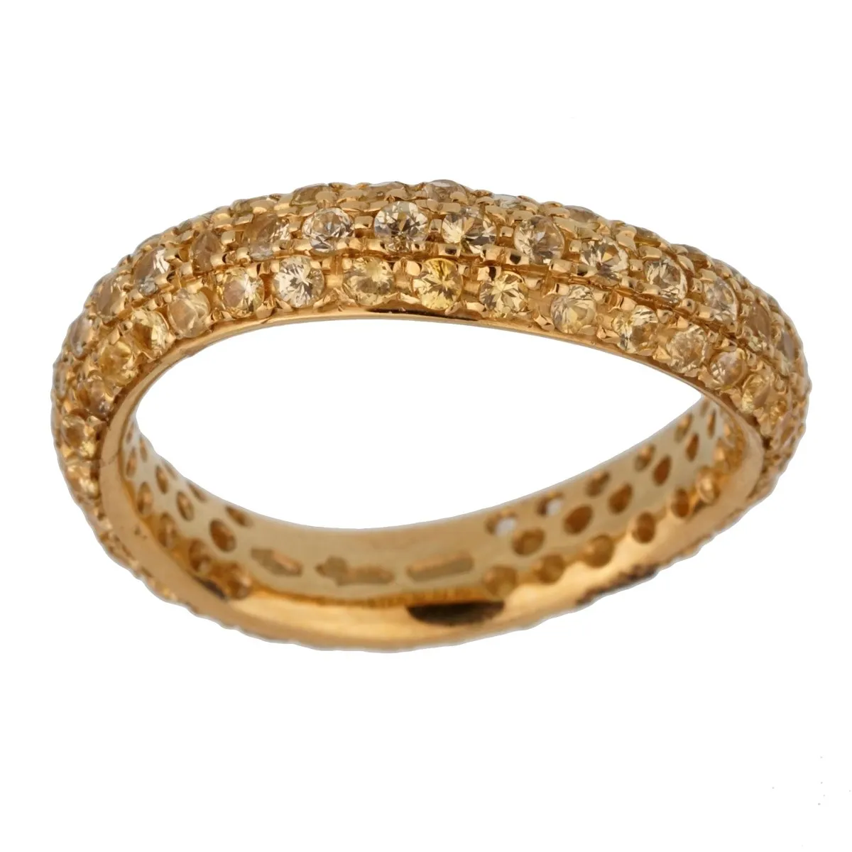 Pomellato Yellow Sapphire Wave Band Ring Sz 6 3/4