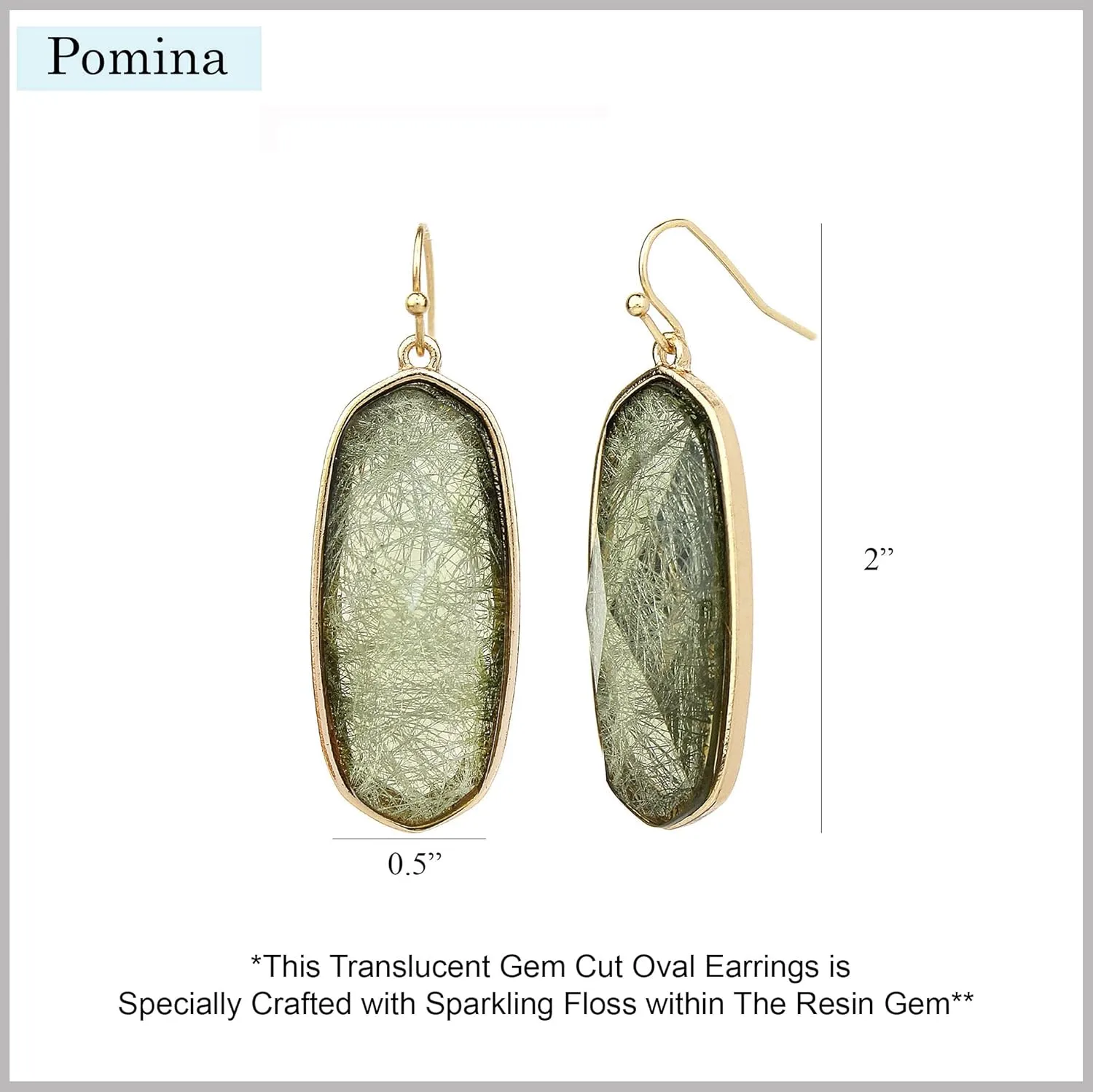 POMINA Fashion Statement Resin Oval Teardrop Dangle Earrings for Women Colorful Sparkle Faceted Crystal Glass Dangle Drop Earrings