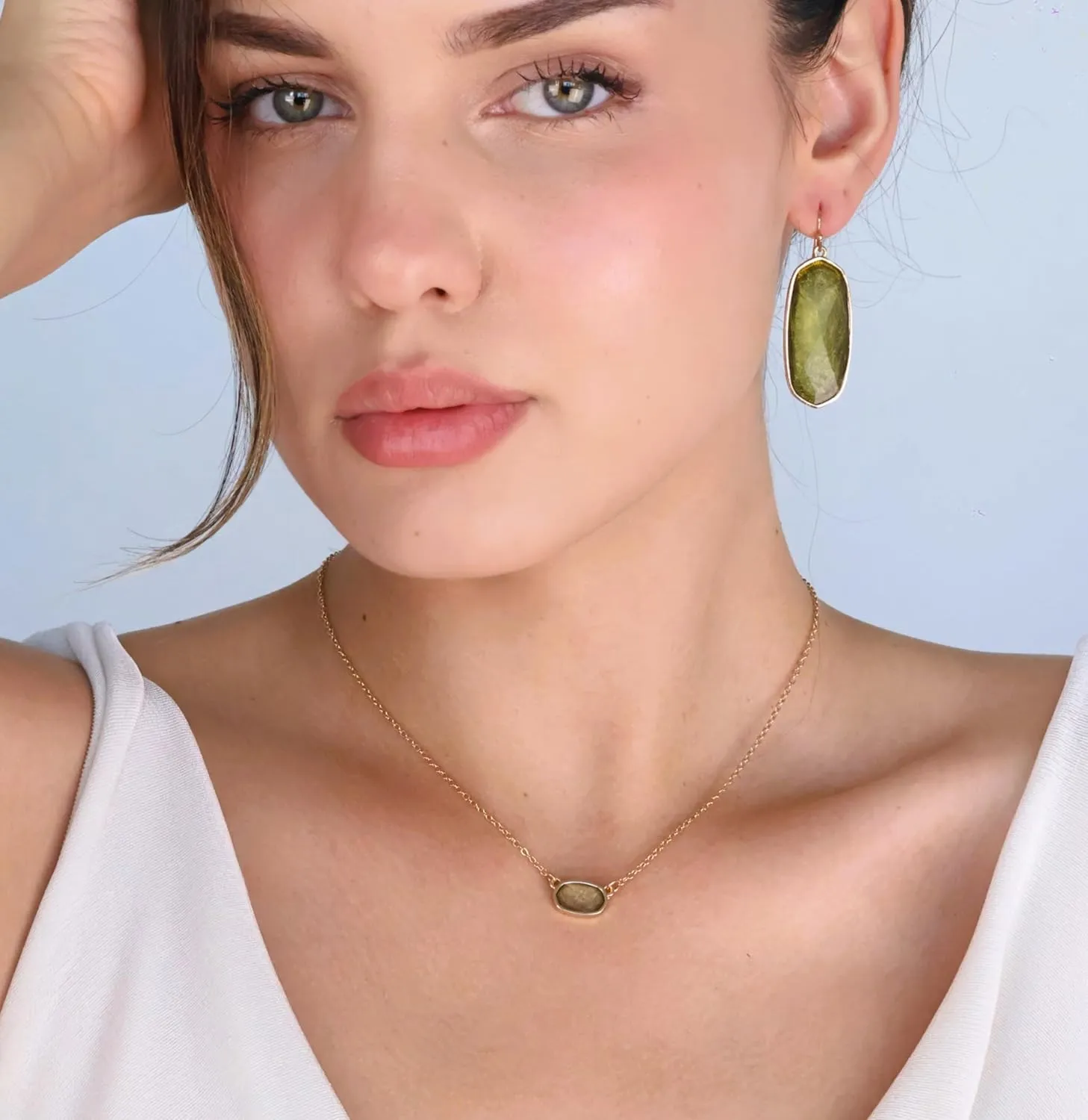 POMINA Fashion Statement Resin Oval Teardrop Dangle Earrings for Women Colorful Sparkle Faceted Crystal Glass Dangle Drop Earrings