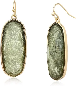 POMINA Fashion Statement Resin Oval Teardrop Dangle Earrings for Women Colorful Sparkle Faceted Crystal Glass Dangle Drop Earrings