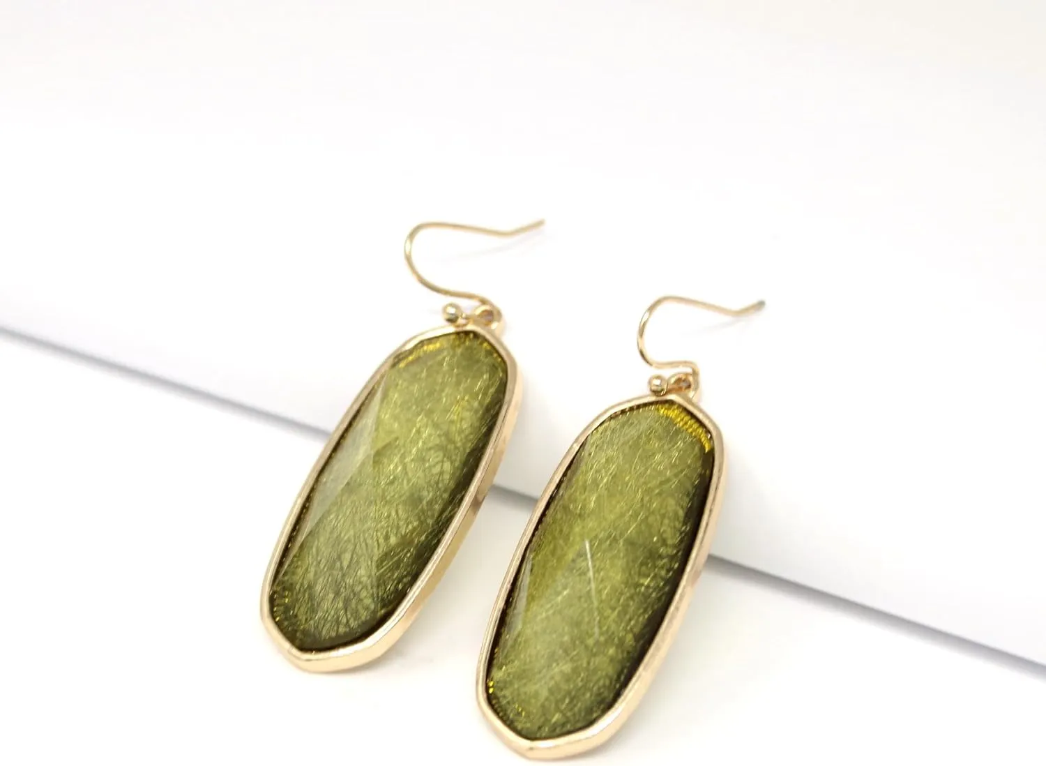 POMINA Fashion Statement Resin Oval Teardrop Dangle Earrings for Women Colorful Sparkle Faceted Crystal Glass Dangle Drop Earrings