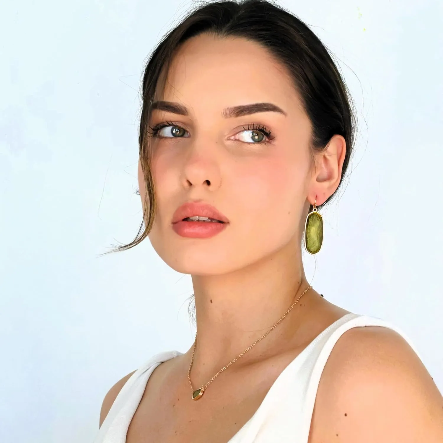 POMINA Fashion Statement Resin Oval Teardrop Dangle Earrings for Women Colorful Sparkle Faceted Crystal Glass Dangle Drop Earrings
