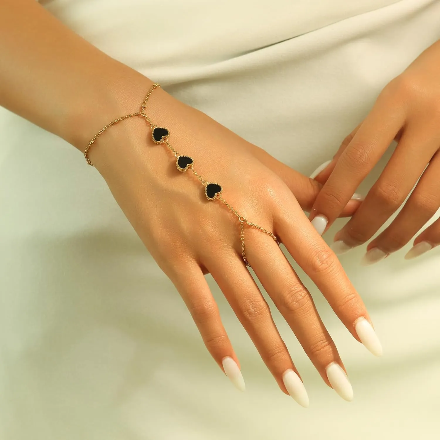 POWER WING Hand Chain Bracelet Ring Bracelet Hand Chain 14k Gold Bracelets for Women Ring Chain Gifts for Women Trendy Stuff
