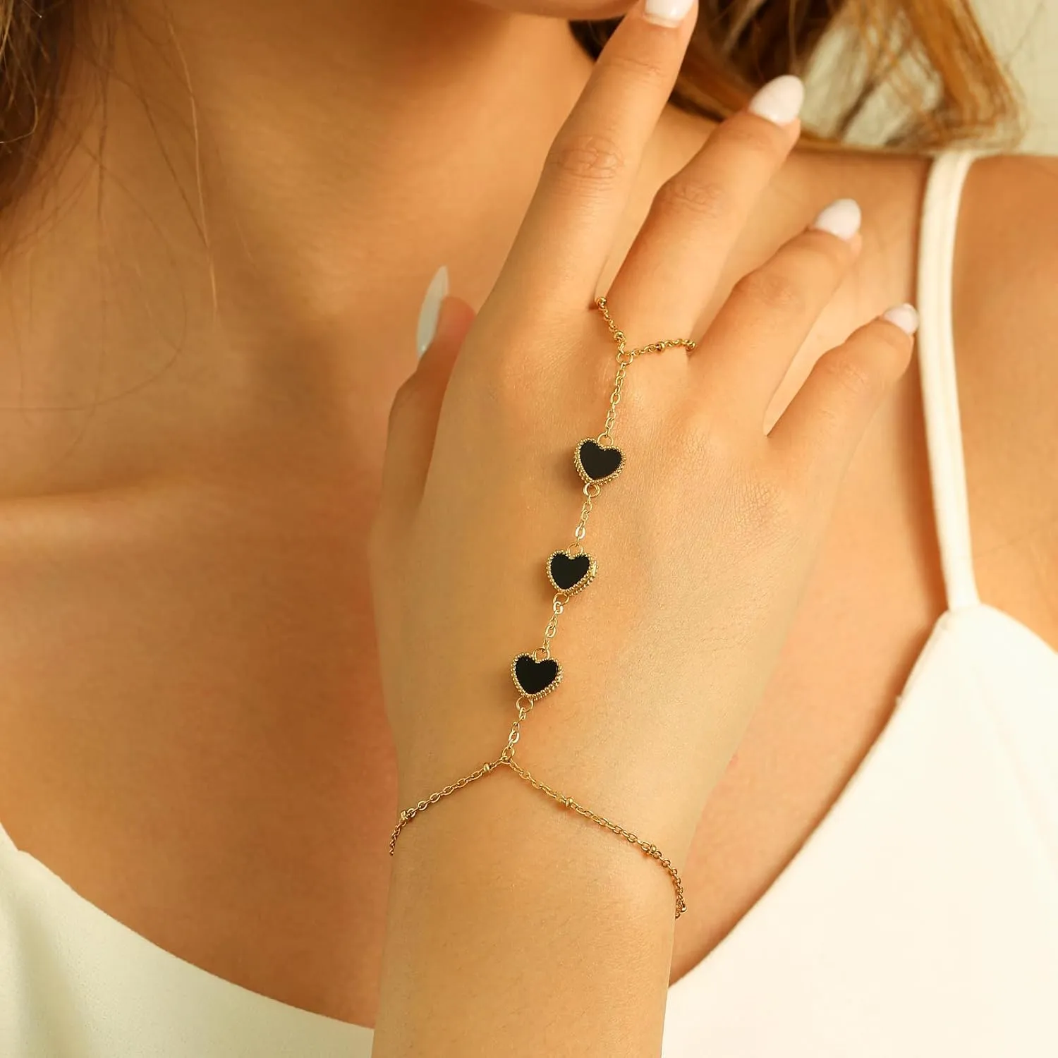 POWER WING Hand Chain Bracelet Ring Bracelet Hand Chain 14k Gold Bracelets for Women Ring Chain Gifts for Women Trendy Stuff