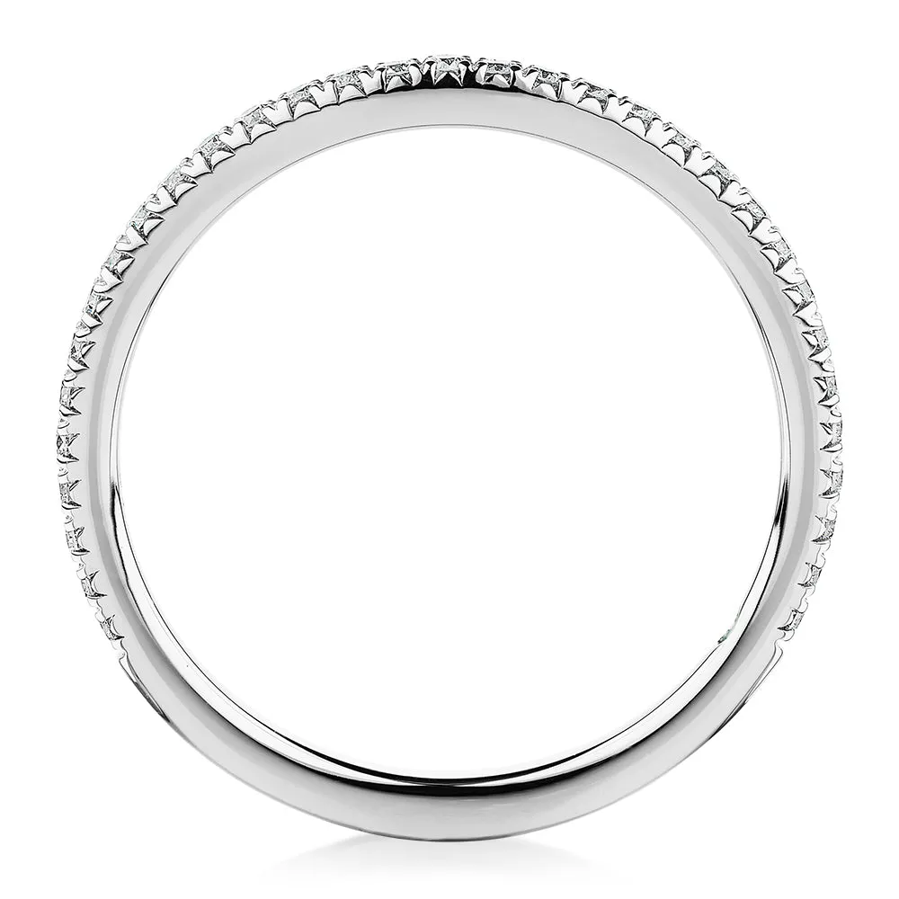 Premium Laboratory Created Diamond, 0.23 carat TW round brilliant curved wedding or eternity band in platinum