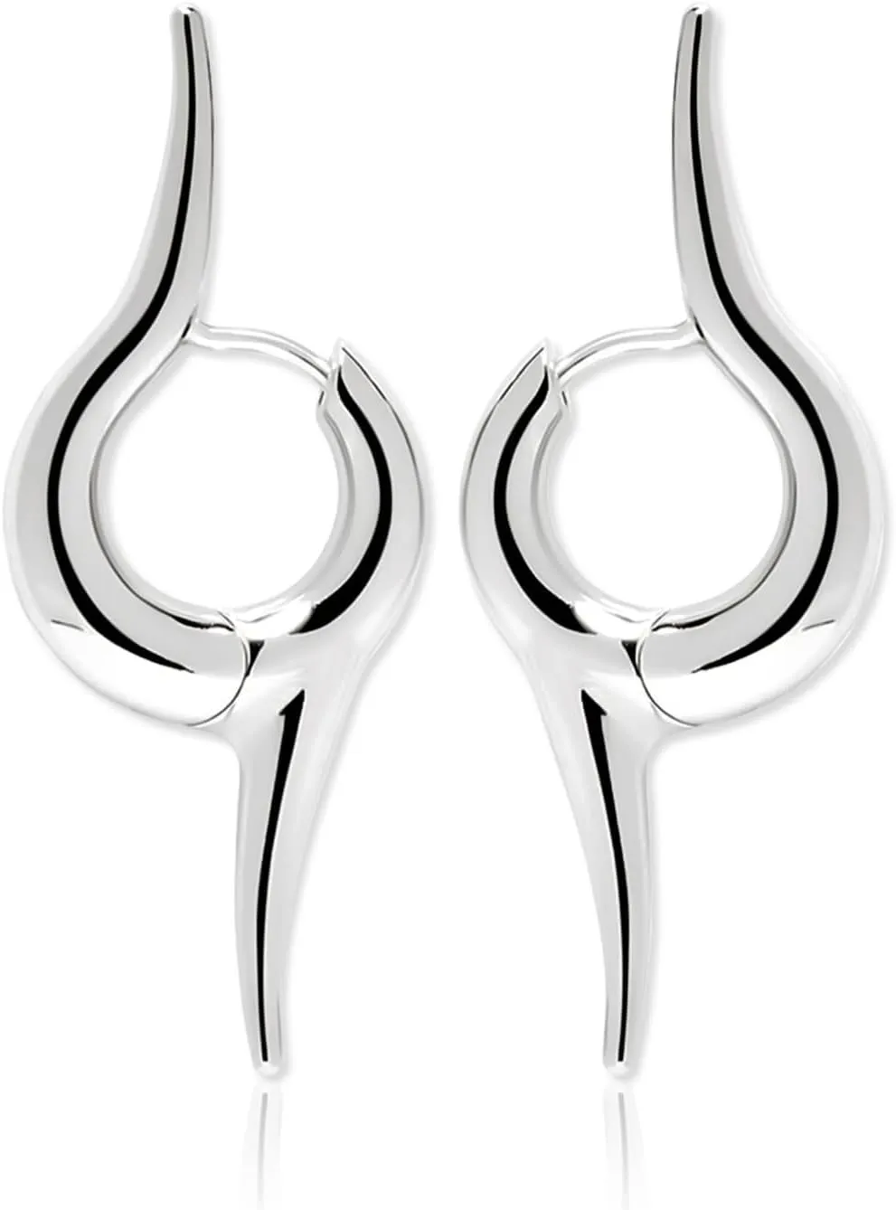 Premium Quality | 18K Platinum Plated Spike Hoop Earrings For Women | Lightweight & Comfortable | Haute Couture Aesthetics | Pump Up The Gem | US Brand |