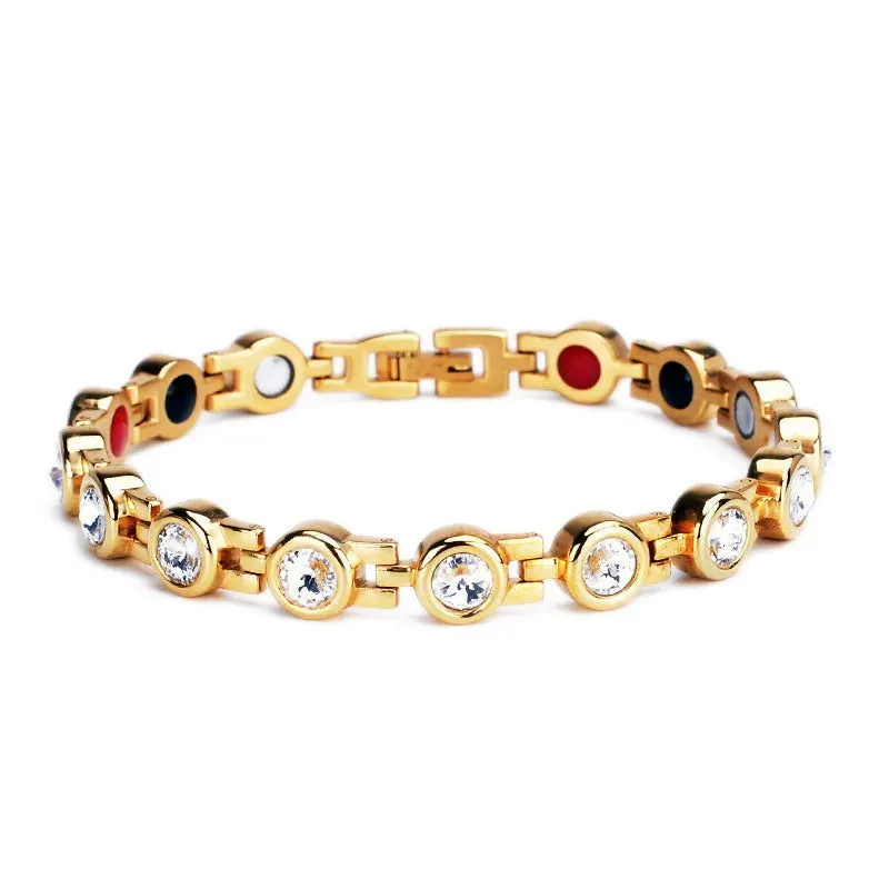 Pure Copper  Crystal Accent Magnetic Energy Bracelets 