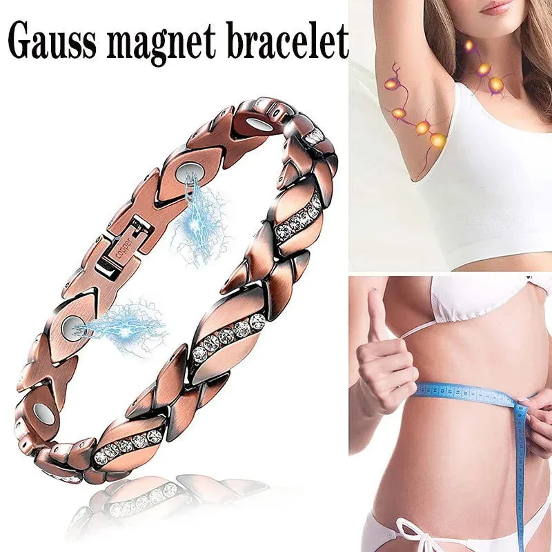 Pure Copper  Crystal Accent Magnetic Energy Bracelets 