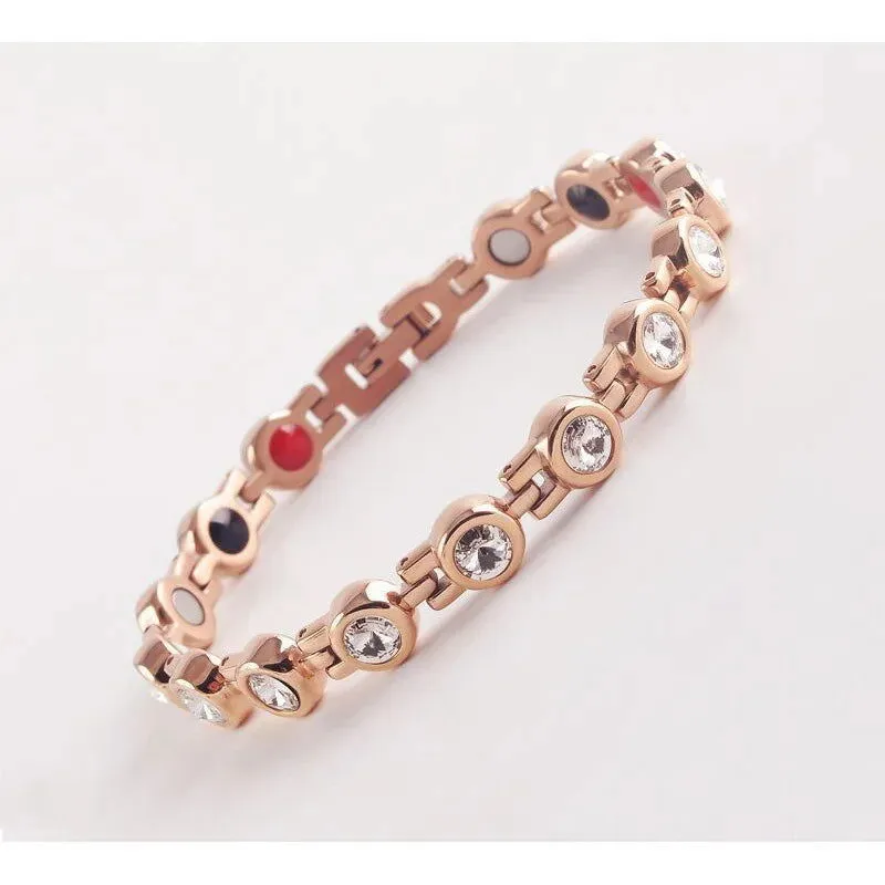 Pure Copper  Crystal Accent Magnetic Energy Bracelets 