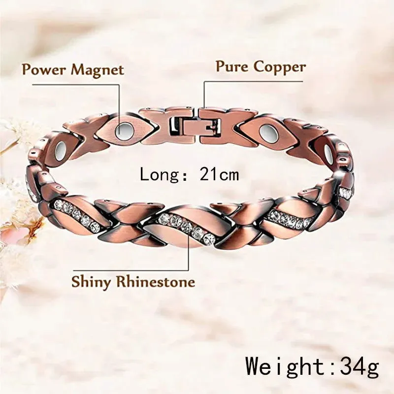 Pure Copper  Crystal Accent Magnetic Energy Bracelets 