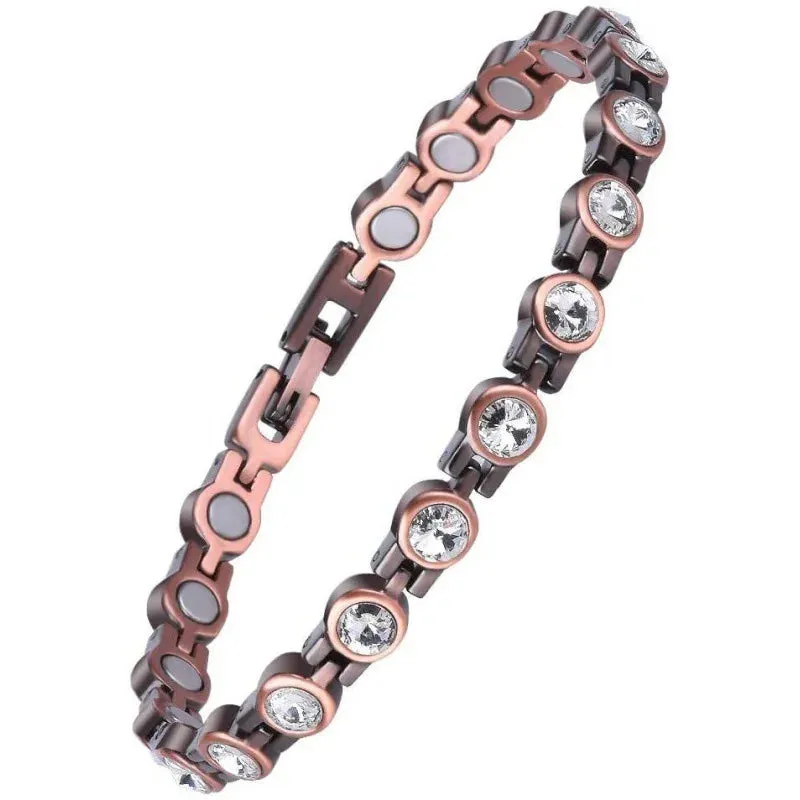 Pure Copper  Crystal Accent Magnetic Energy Bracelets 