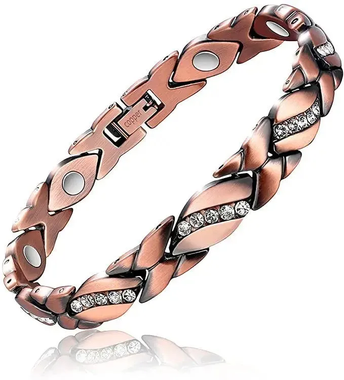 Pure Copper  Crystal Accent Magnetic Energy Bracelets 