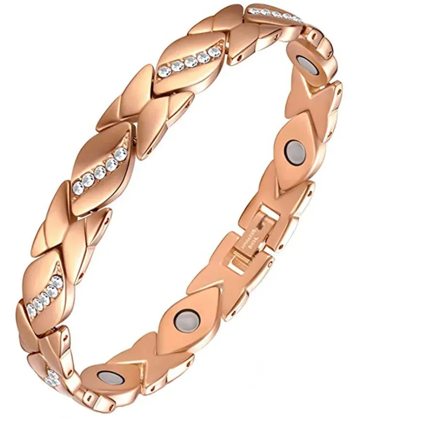Pure Copper  Crystal Accent Magnetic Energy Bracelets 