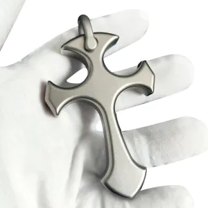 Pure Solid Titanium Cross Pendant for Men  Handcrafted in Solid Titanium Alloy with 60cm Stainless Steel Necklace