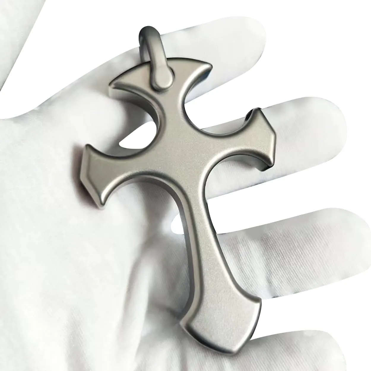 Pure Solid Titanium Cross Pendant for Men  Handcrafted in Solid Titanium Alloy with 60cm Stainless Steel Necklace