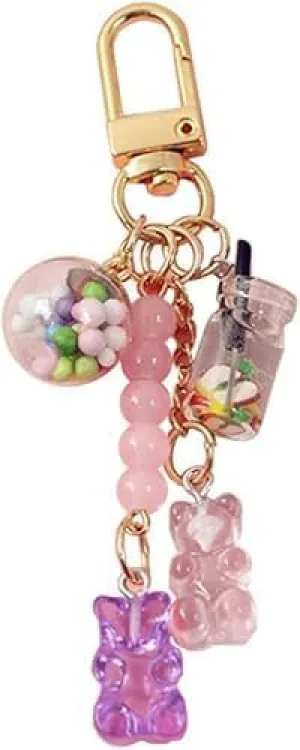 Purple Cute Resin Gummy Bear Key Chain Candy Color Animal Bear Charms Keychains Car Keys Bag Pendant Keyring for Women Men Girls Mom Jewelry Gifts for Christmas Car Accessories, Candy Bear Keychains