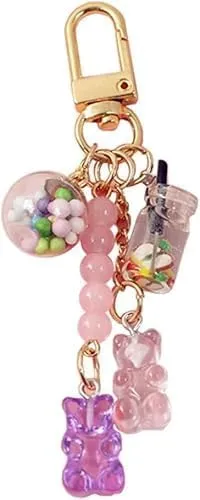 Purple Cute Resin Gummy Bear Key Chain Candy Color Animal Bear Charms Keychains Car Keys Bag Pendant Keyring for Women Men Girls Mom Jewelry Gifts for Christmas Car Accessories, Candy Bear Keychains