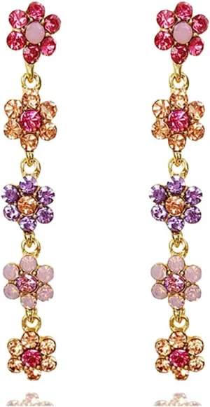 Purple Rhinestone Tassel Earrings for Women,Glitter Crystal Purple Chandelier Earrings Rhinestone Fringe Prom Earrings Prom Dress Jewerly