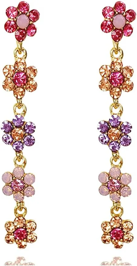 Purple Rhinestone Tassel Earrings for Women,Glitter Crystal Purple Chandelier Earrings Rhinestone Fringe Prom Earrings Prom Dress Jewerly