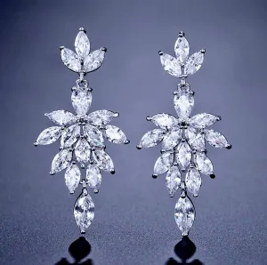 "Marne" - Cubic Zirconia Bridal Drop Earrings - Available in Silver and Rose Gold