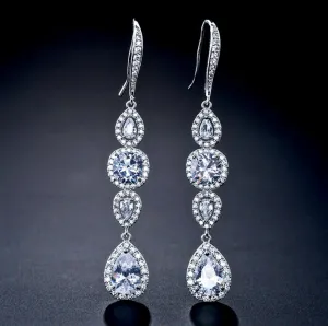 "Michelle" - Cubic Zirconia Bridal Earrings - Available in Silver, Rose Gold and Yellow Gold