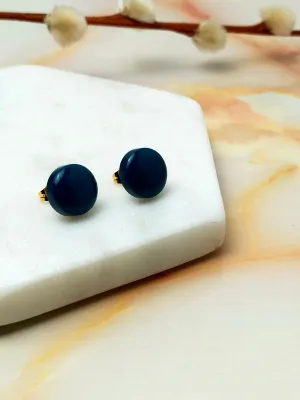 "Sabrina" Teal Small Circle Resin Stud Earrings
