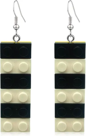 QUPENGXU Colorful Building Block Drop Dangle Earrings Long Building Blocks Earrings For Women