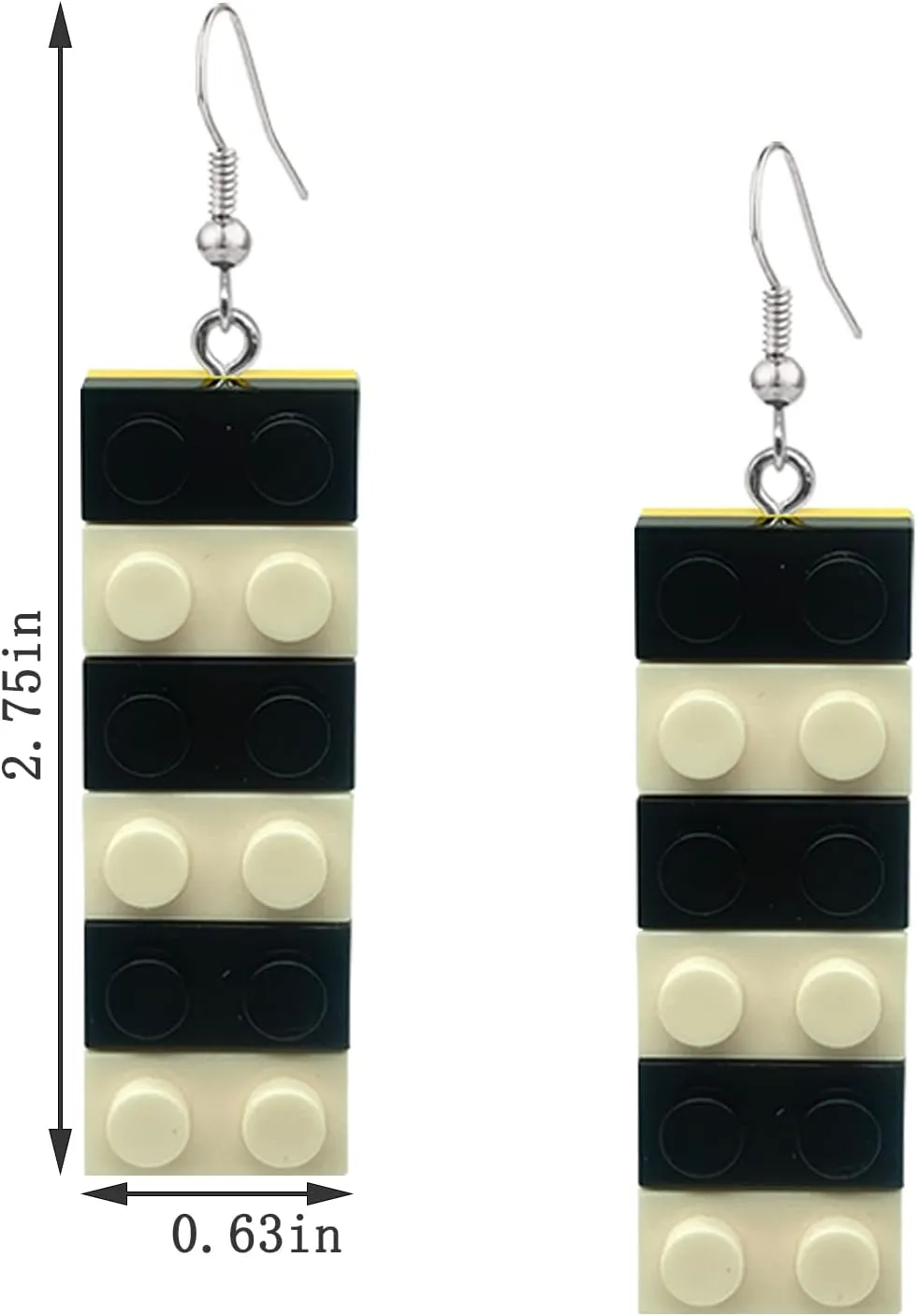 QUPENGXU Colorful Building Block Drop Dangle Earrings Long Building Blocks Earrings For Women
