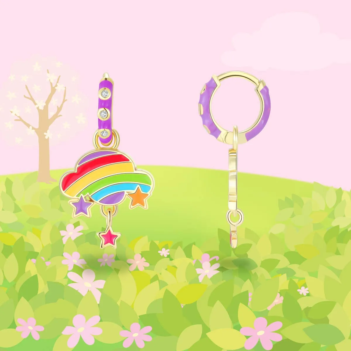 Rainbow Cloud Huggie Earrings