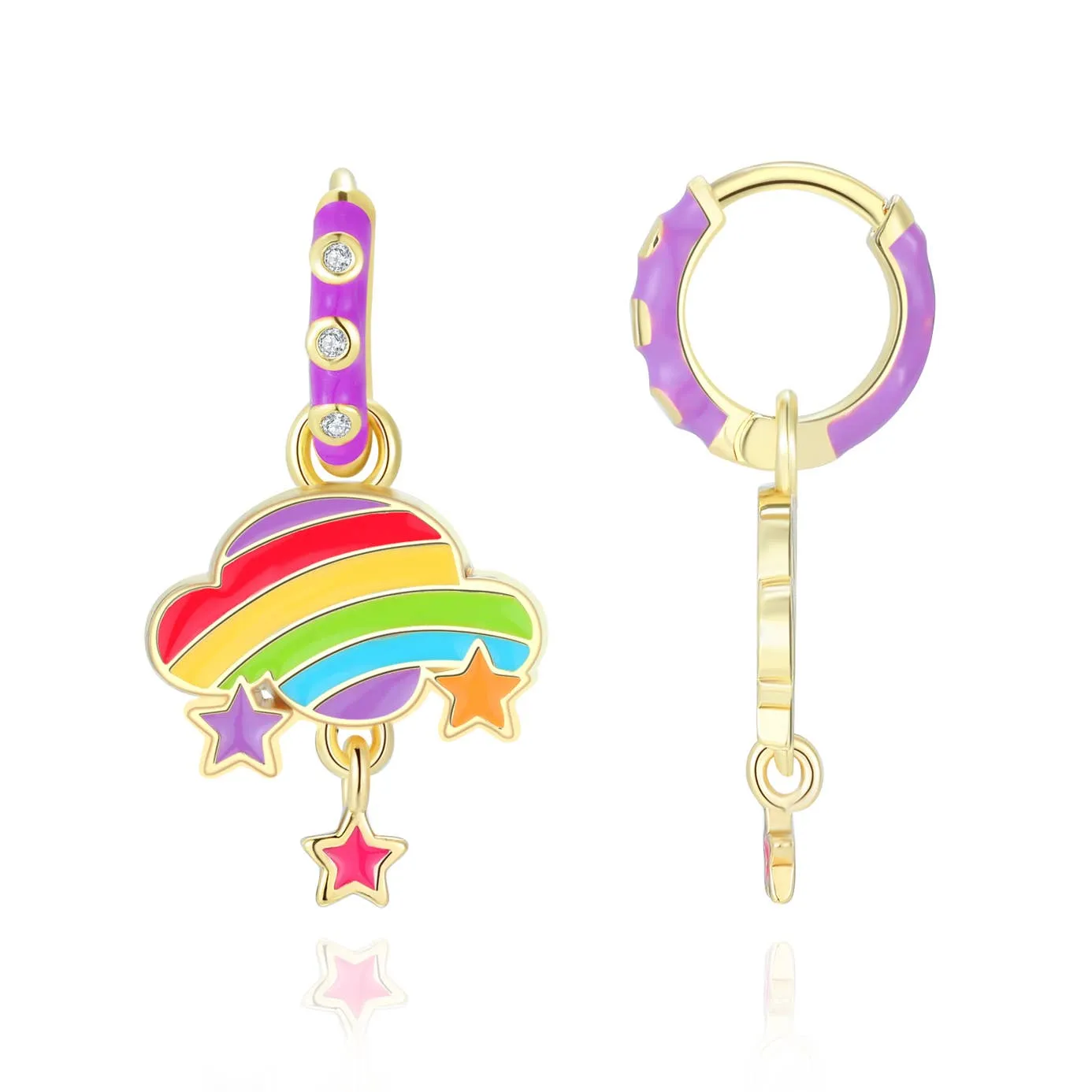 Rainbow Cloud Huggie Earrings