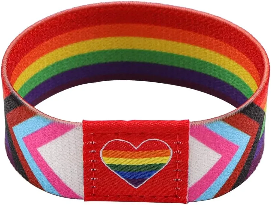 Rainbow LGBT Pride Bracelet for Women Men, Stretch Elastic Band, LGBTQ Wristbands for Pride Month Decorations, Trans Lesbian Accessories Outfits Merch Gifts