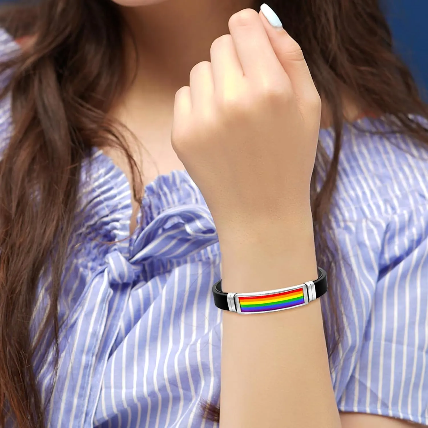 Rainbow Pride Bracelet Acrylic Stretch Bead/Rubber Bracelets for Men Women LGBT Bracelet for Gay Lesbian Couples Pride Month Friendship Jewelry Gift LGBTQ Parade Accessories