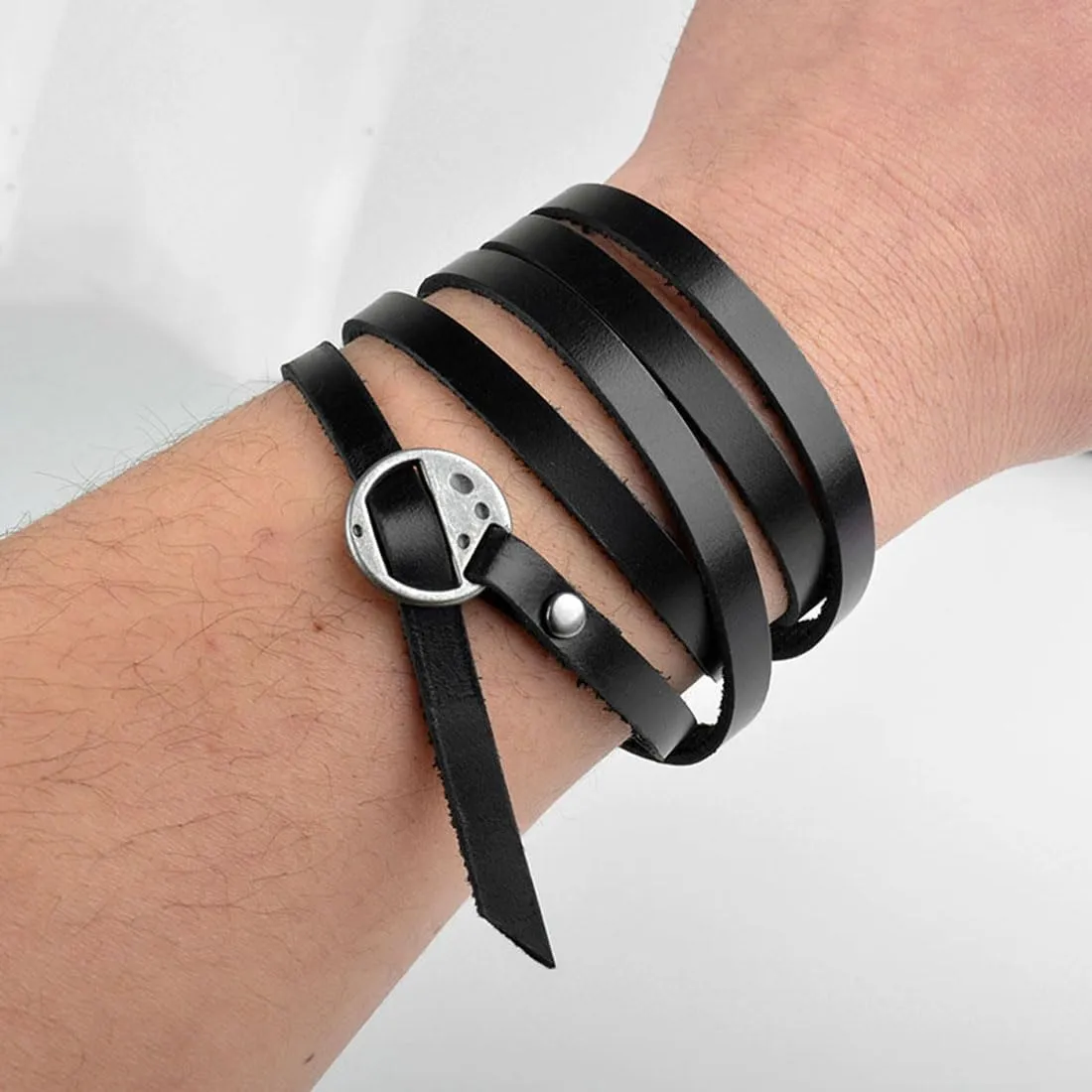 Rantanto Genuine Leather Wrap Bracelets Trendy Western Stackable Cuff Adjustable Boho Layered Bracelet Jewelry For Men Women