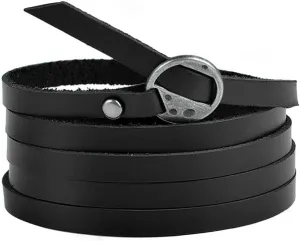Rantanto Genuine Leather Wrap Bracelets Trendy Western Stackable Cuff Adjustable Boho Layered Bracelet Jewelry For Men Women