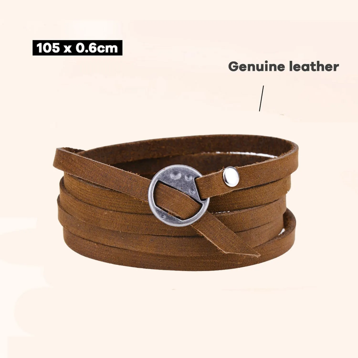 Rantanto Genuine Leather Wrap Bracelets Trendy Western Stackable Cuff Adjustable Boho Layered Bracelet Jewelry For Men Women