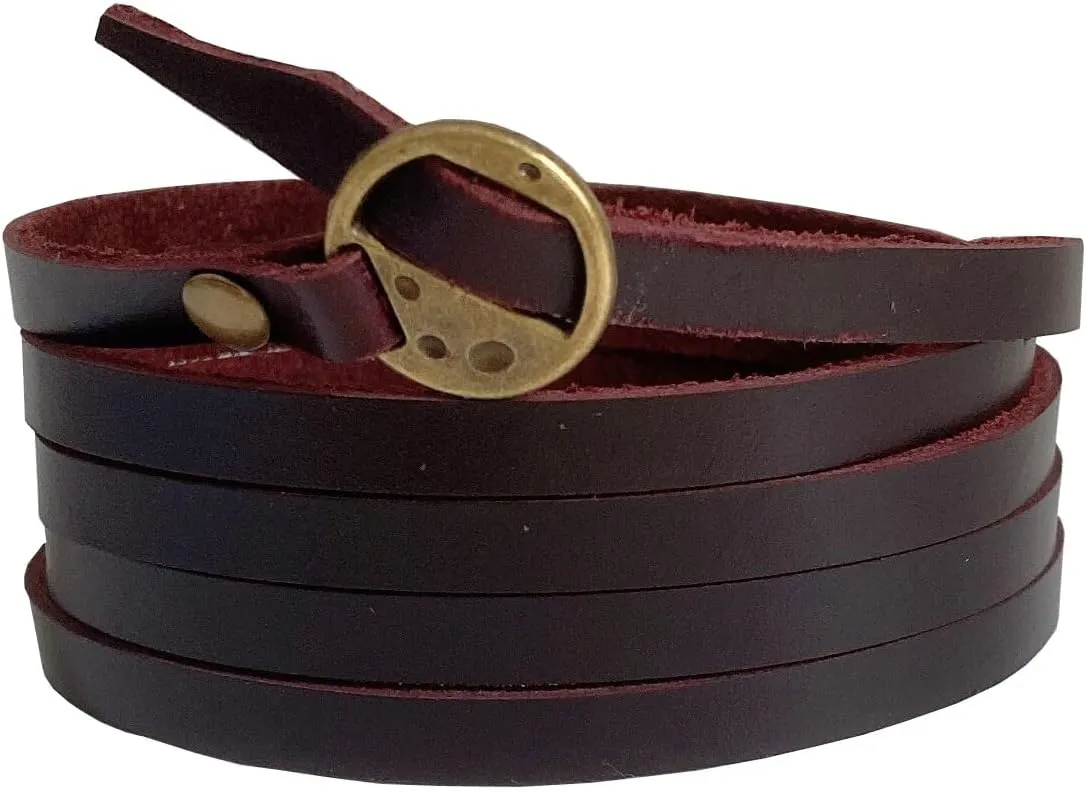 Rantanto Genuine Leather Wrap Bracelets Trendy Western Stackable Cuff Adjustable Boho Layered Bracelet Jewelry For Men Women