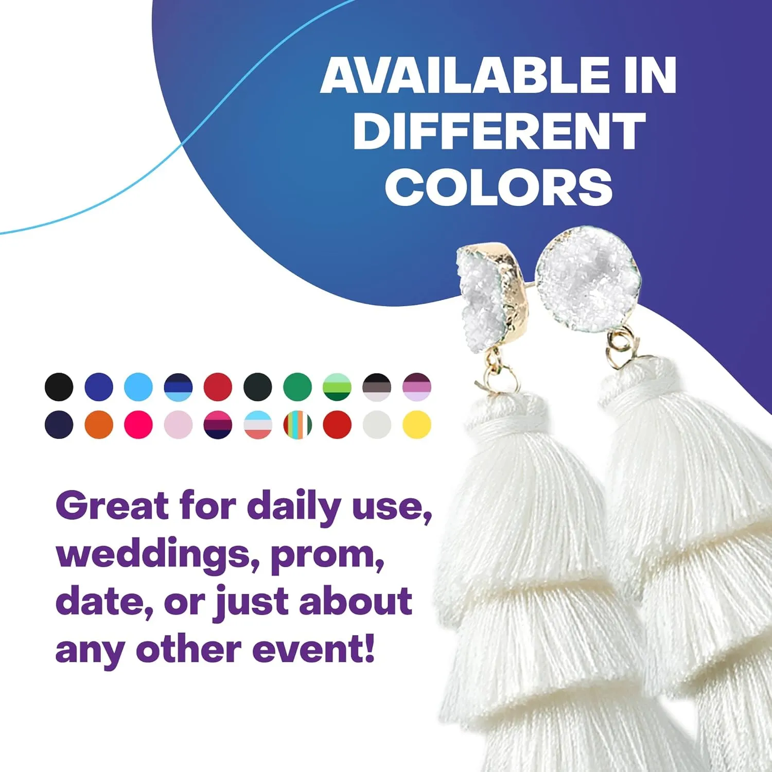 Rave Envy Colorful Tassel Earrings for Women - Layered Tassle Earrings - Choice of Color