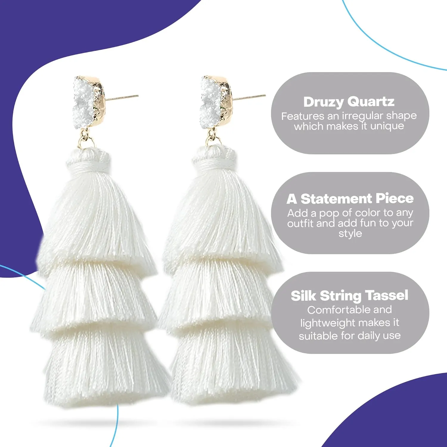 Rave Envy Colorful Tassel Earrings for Women - Layered Tassle Earrings - Choice of Color