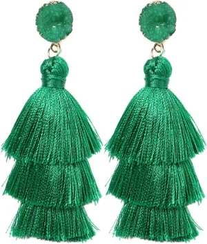 Rave Envy Colorful Tassel Earrings for Women - Layered Tassle Earrings - Choice of Color
