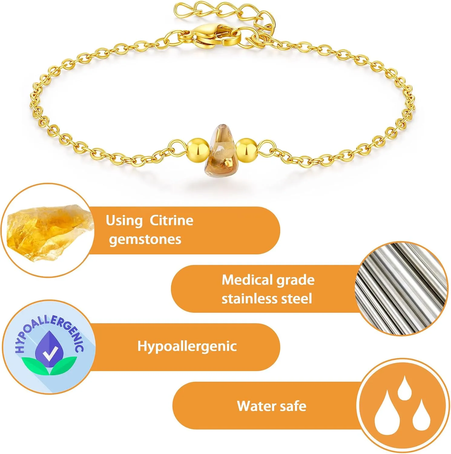 Raw Stone Healing Bracelet for Meditation,Cleansing and Relaxing Purpose- Women's Crystal Jewelry for Clarity & Tranquility